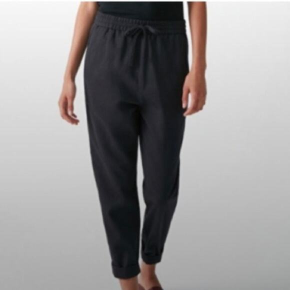 COS Relaxed Fit Cotton/Linen Blend Drawstring Black Pants Women's Size 10 - Picture 1 of 8